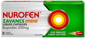 Nurofen Zavance Pain Relief Mini Liquid Capsules Ibuprofen 200mg 8 pack.webp